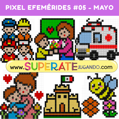 Pixeles Efemérides de Mayo - SuperateJugando.com