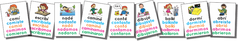 Lotería de Verbos en Pasado Simple en Español para imprimir
