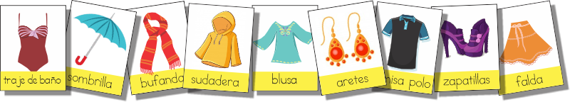 Lotería de Ropa y Accesorios en Español para imprimir - Baraja