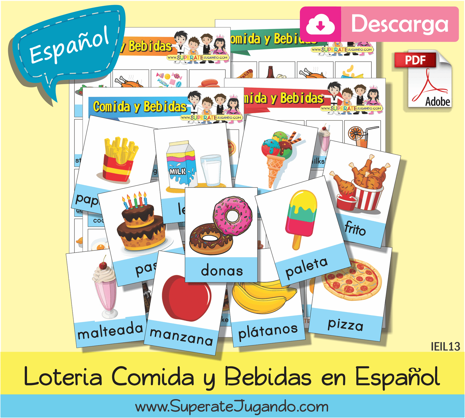 🎧 Lotería de Comidas y Bebidas en Español – Aprende Jugando y Escuchando