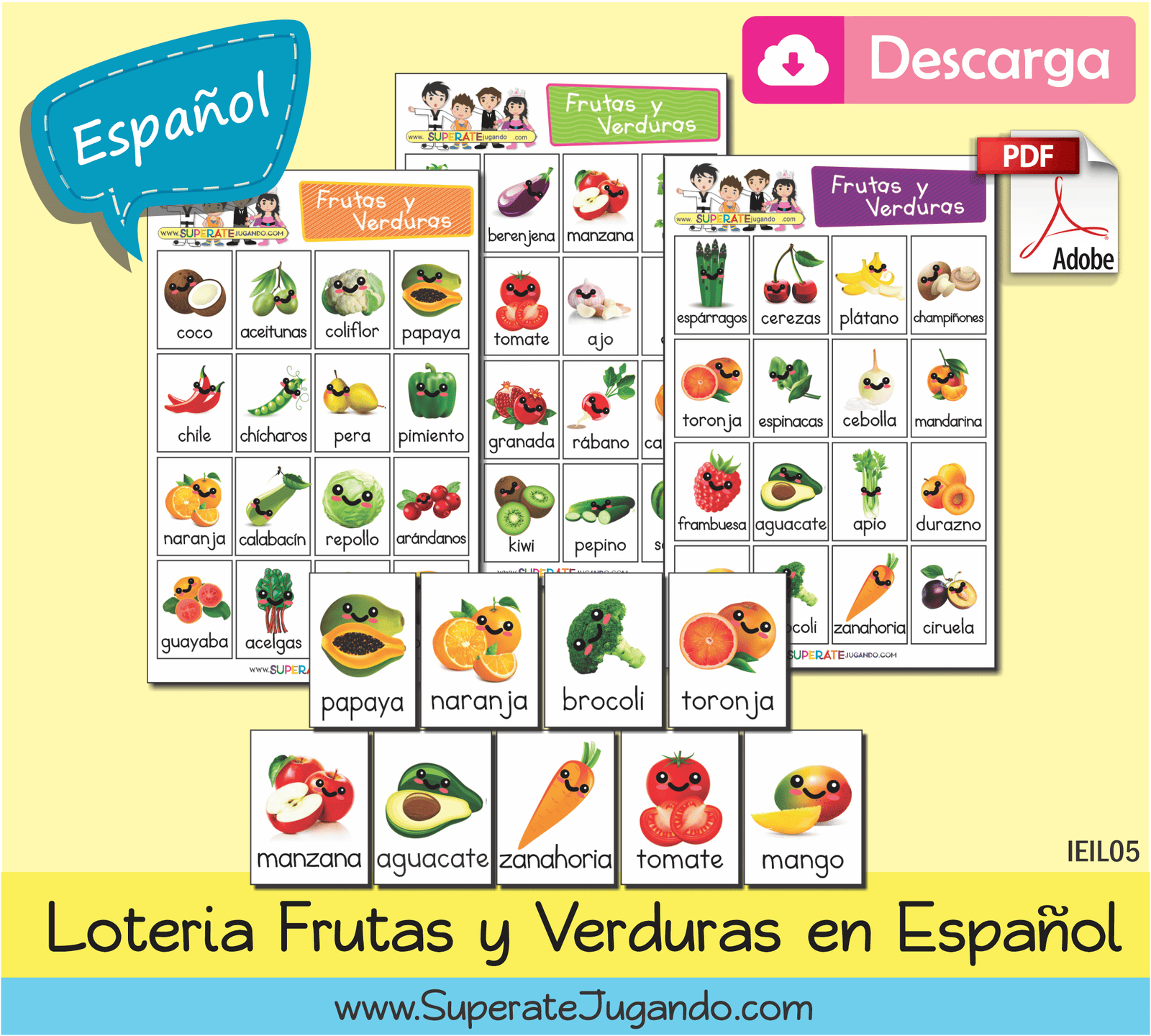 Loteria Frutas y Verduras en Español