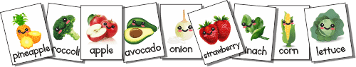 Lotería de Frutas y Verduras en Inglés para imprimir