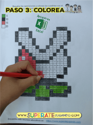 Pixel Mario Bros 1 - Multiplicaciones y Divisiones - Planta Carnívora - colorear