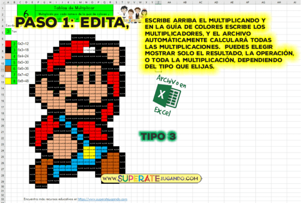 Pixel Mario Bros 1 - Tablas de Multiplicar - Mario editar