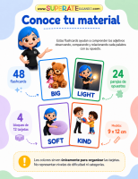 Páginas del manual de uso de las flashcards de adjetivos