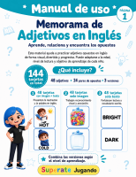 Manual de uso del memorama con 144 tarjetas para trabajar 48 adjetivos en inglés
