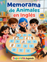 Niños jugando al memorama de animales en inglés de SuperateJugando