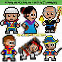 Pixel Personajes Mexicanos - Independencia - Letras y Números