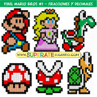 Pixel Mario Bros 1 - Fracciones y Decimales - Hongo