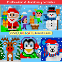 Pixel Navidad 1 - Fracciones y Decimales