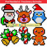 Pixel Navidad 2 - Fracciones y Decimales