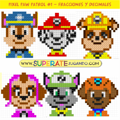 Pixel Paw Patrol 1 - Fracciones y Decimales