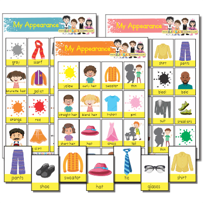 Loteria Mi Apariencia en Inglés para Imprimir