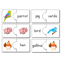 Rompecabezas Animales en Inglés para Imprimir